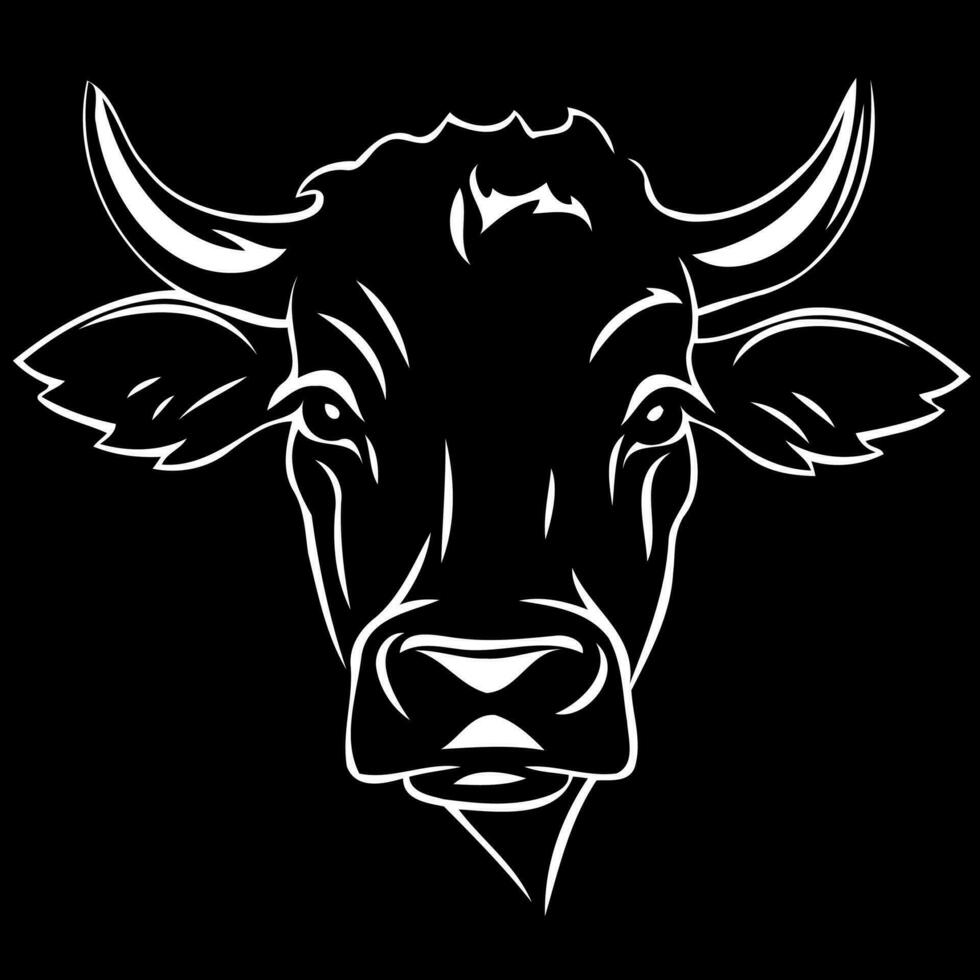 noir et blanc vache tête logo vecteur