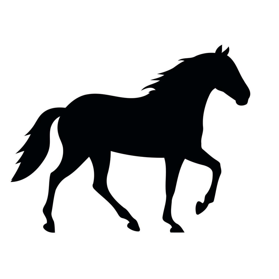 animal mammifère cheval silhouette noir et blanc vecteur