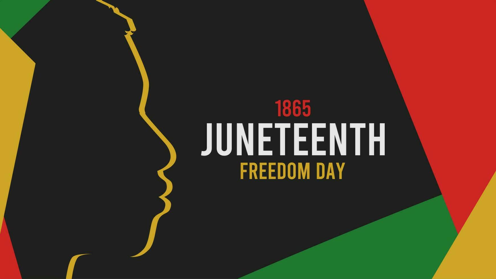 africain américain juneteenth salutation avec rouge, jaune, et vert abstrait forme et avec côté vue de tête adapté pour juneteenth célébrer sur juin 19e vecteur