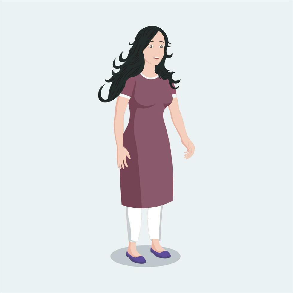 dessin animé personnage femme - Indien femme salwar kameez vecteur
