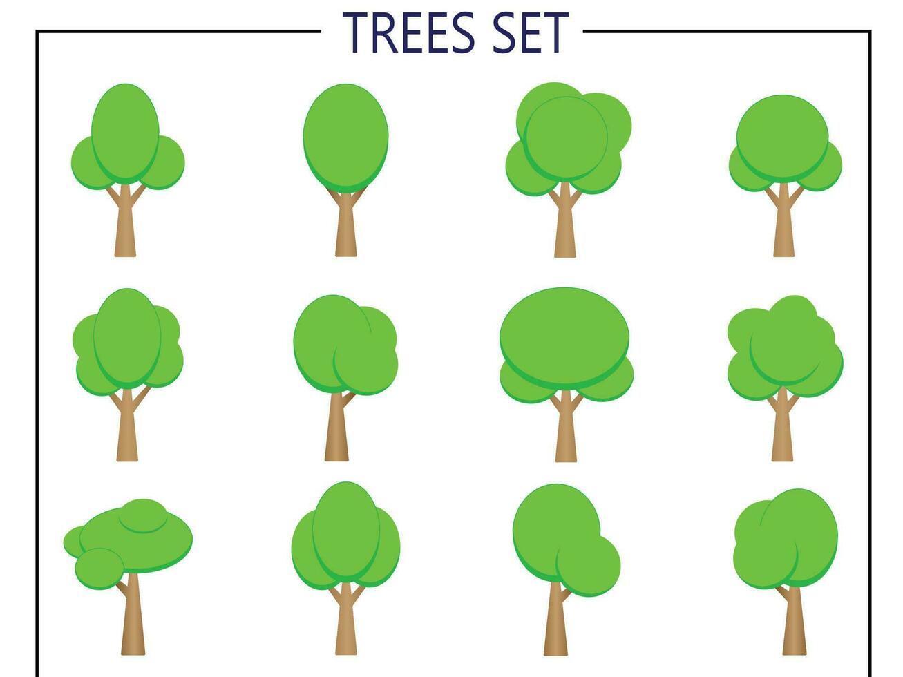 collection d'icône d'arbres plats. peut être utilisé pour illustrer n'importe quel sujet lié à la nature ou à un mode de vie sain. vecteur
