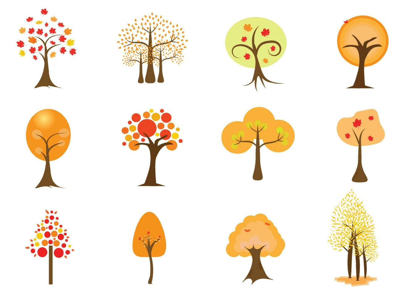 objet beaucoup des arbres pour l'automne et coloré feuilles. vecteur