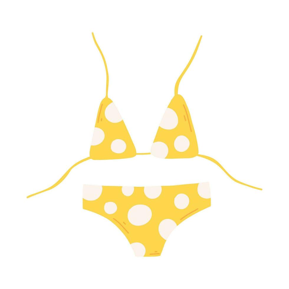 femmes maillot de bain dans griffonnage style. vecteur illustration. linéaire style. soutien-gorge et slips avec polka points.