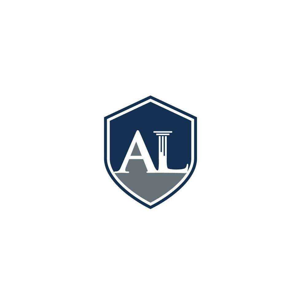 lettre Al, colonne et bouclier logo ou icône conception vecteur