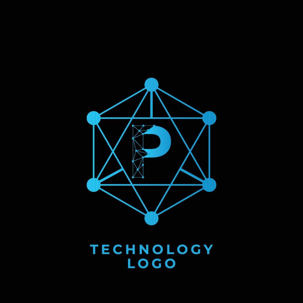 La technologie p lettre logo vecteur