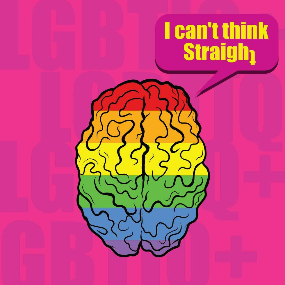 je cant pense droit, lgbti affiche illustration vecteur