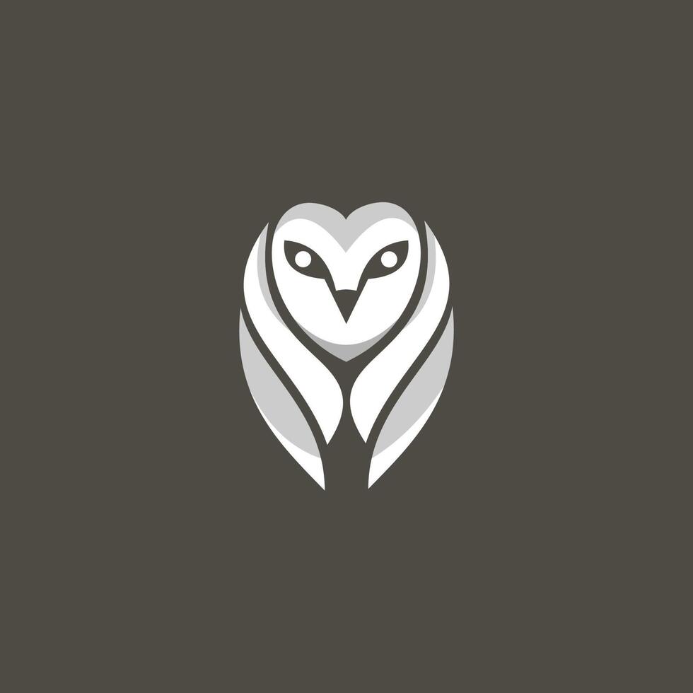 blanc et gris hibou logo conception, vecteur