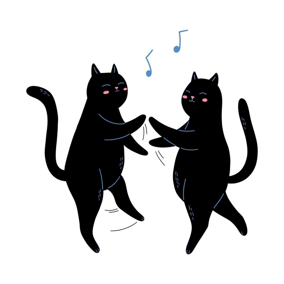 deux dansant noir chats illustration vecteur