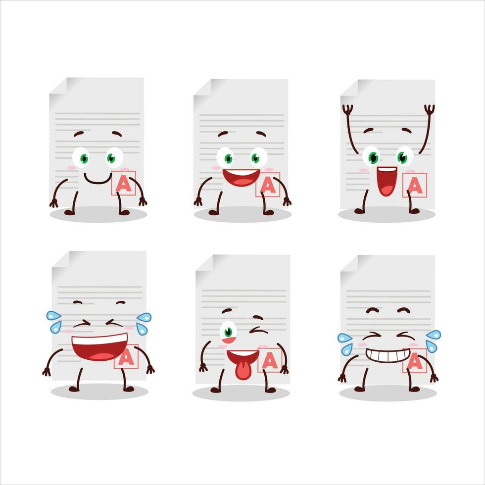 dessin animé personnage de grades papier avec sourire expression vecteur