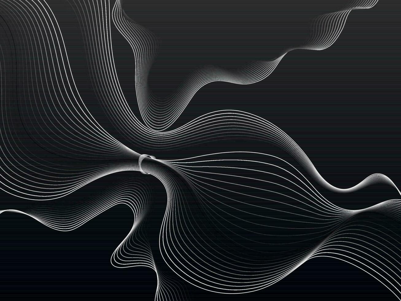abstrait noir Contexte avec dynamique vague lignes. vecteur