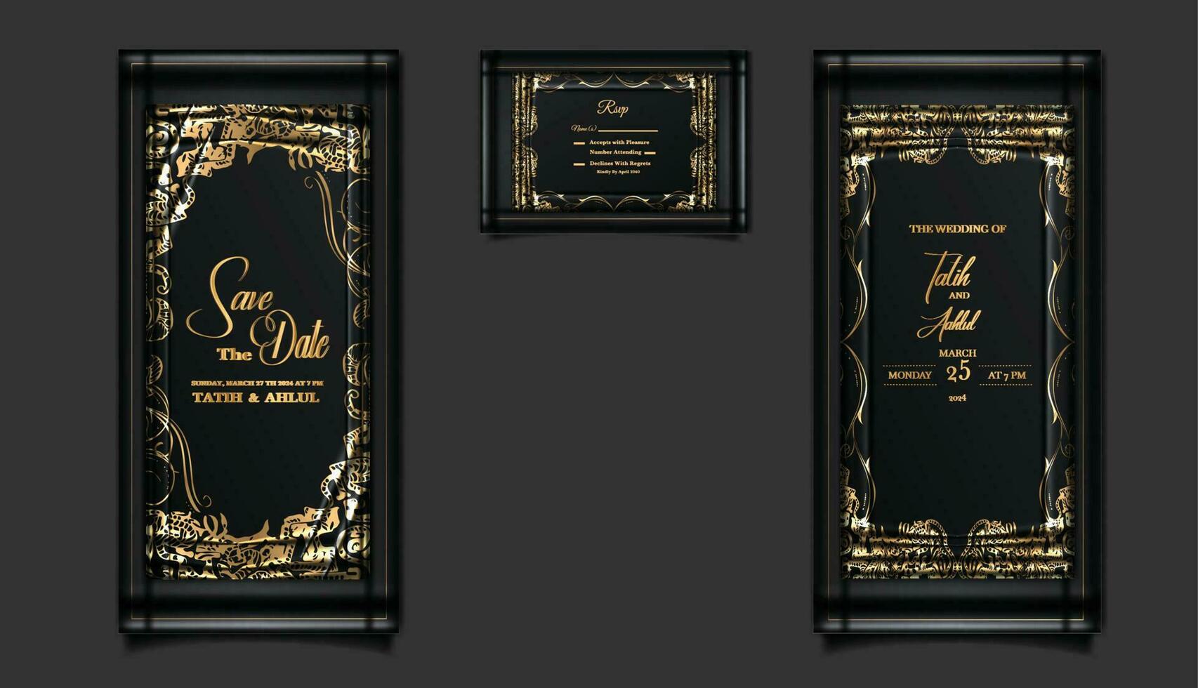 luxe mariage invitation cartes ensemble vecteur