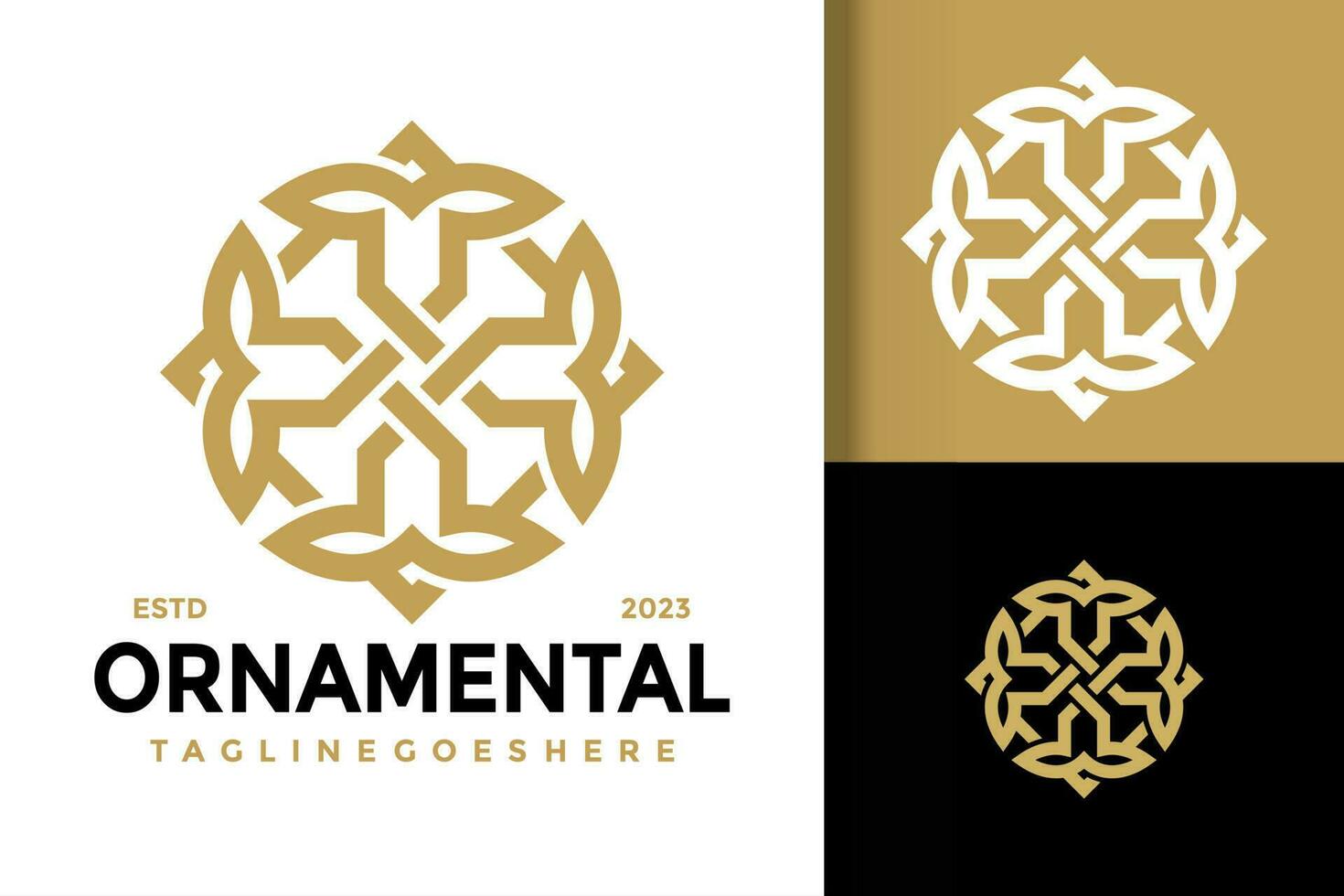 d'or floral ornemental logo vecteur icône illustration