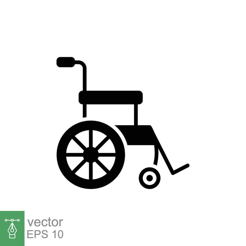 handicap fauteuil roulant icône. Facile solide style. chaise, roue, désactivé, blessure, médical concept. noir silhouette, glyphe symbole. vecteur symbole illustration isolé sur blanc Contexte. eps dix.