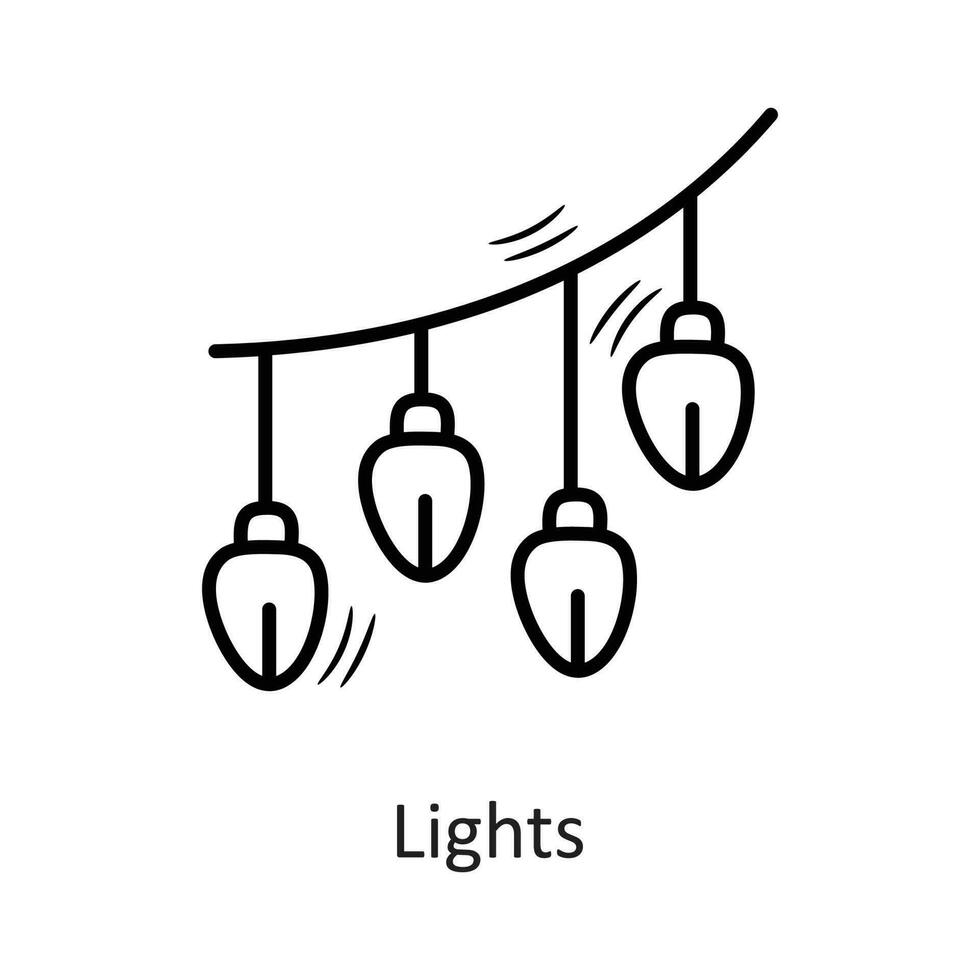 lumières vecteur contour icône conception illustration. Nouveau année symbole sur blanc Contexte eps dix fichier