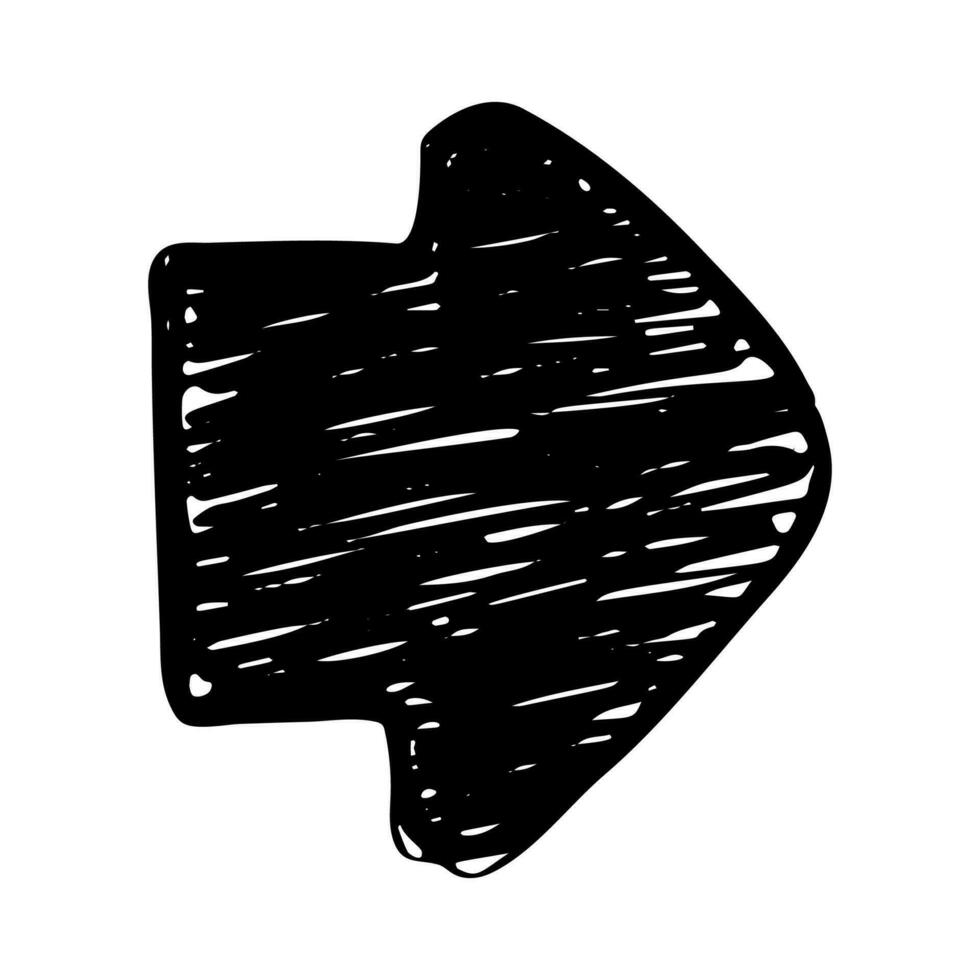 flèche dessinée à la main noire. croquis de flèche doodle isolé sur fond blanc. illustration vectorielle. vecteur