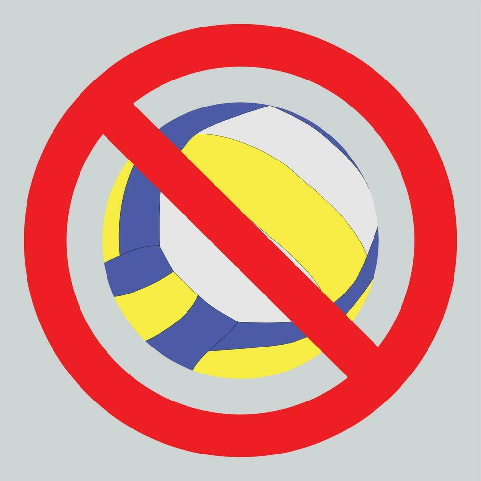 interdiction à jouer avec le Balle volley-ball. icône Jeu interdiction et signe Balle volley-ball non. vecteur plat conception illustration