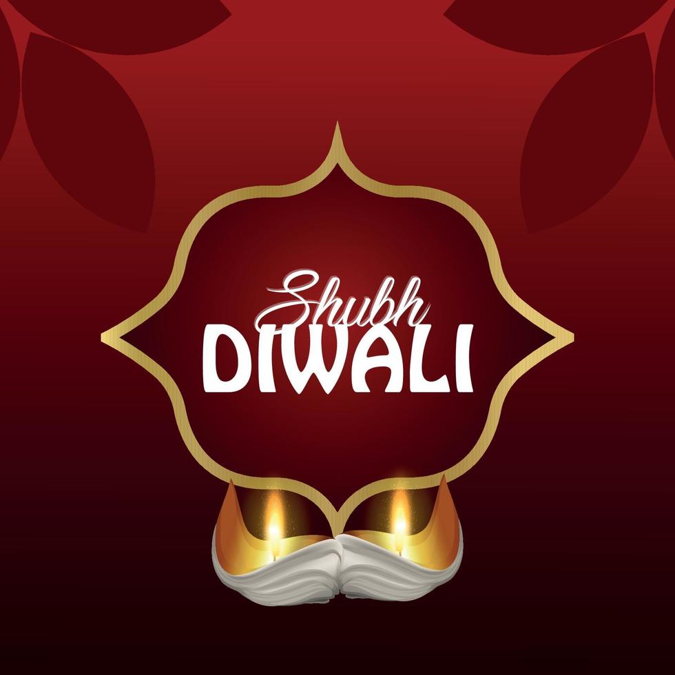 Carte de voeux de célébration festival indien shubh diwali avec illustration vectorielle diwali diya vecteur