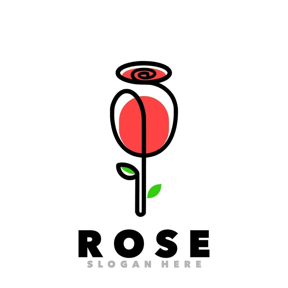 Rose contour logo vecteur