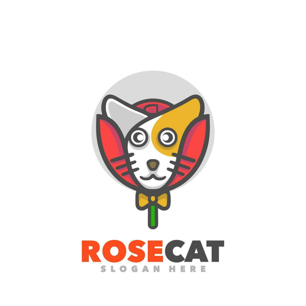 Rose chat logo vecteur