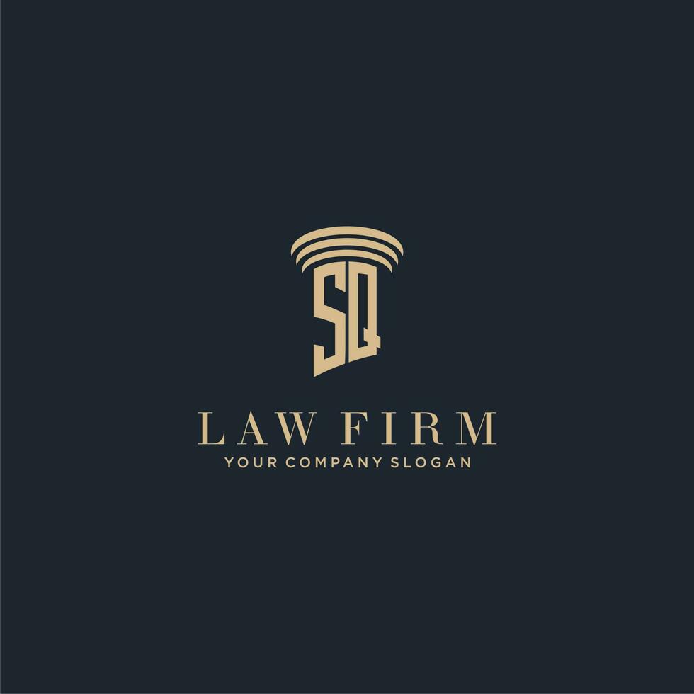 sq initiale monogramme cabinet d'avocats logo avec pilier conception vecteur