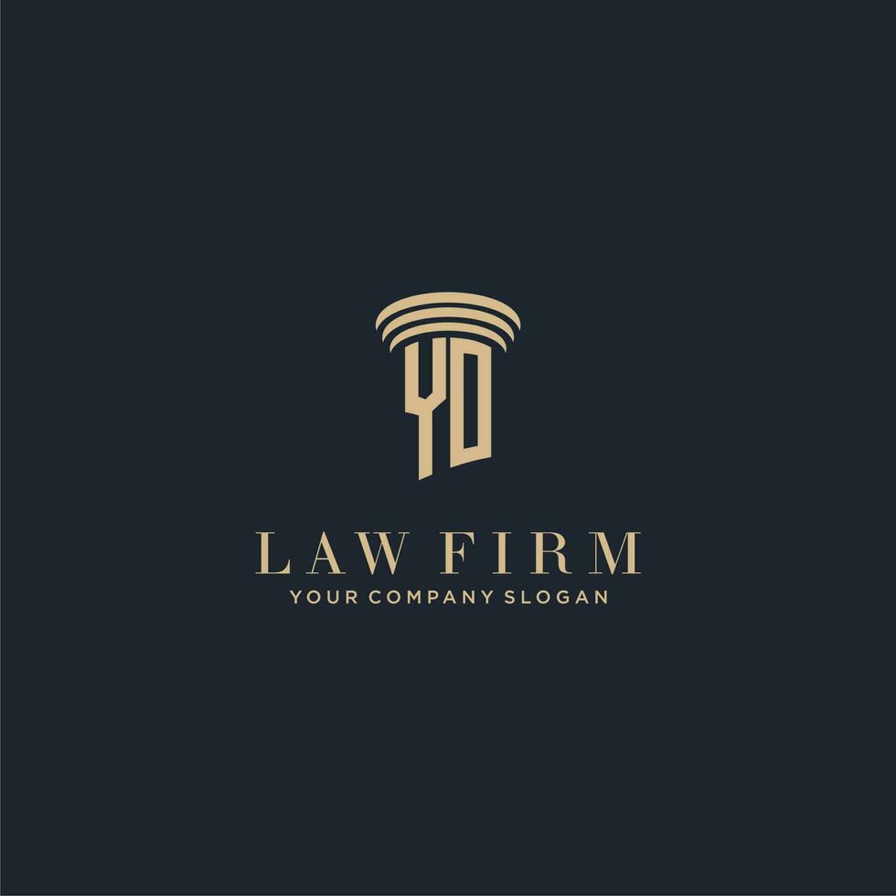 yo initiale monogramme cabinet d'avocats logo avec pilier conception vecteur
