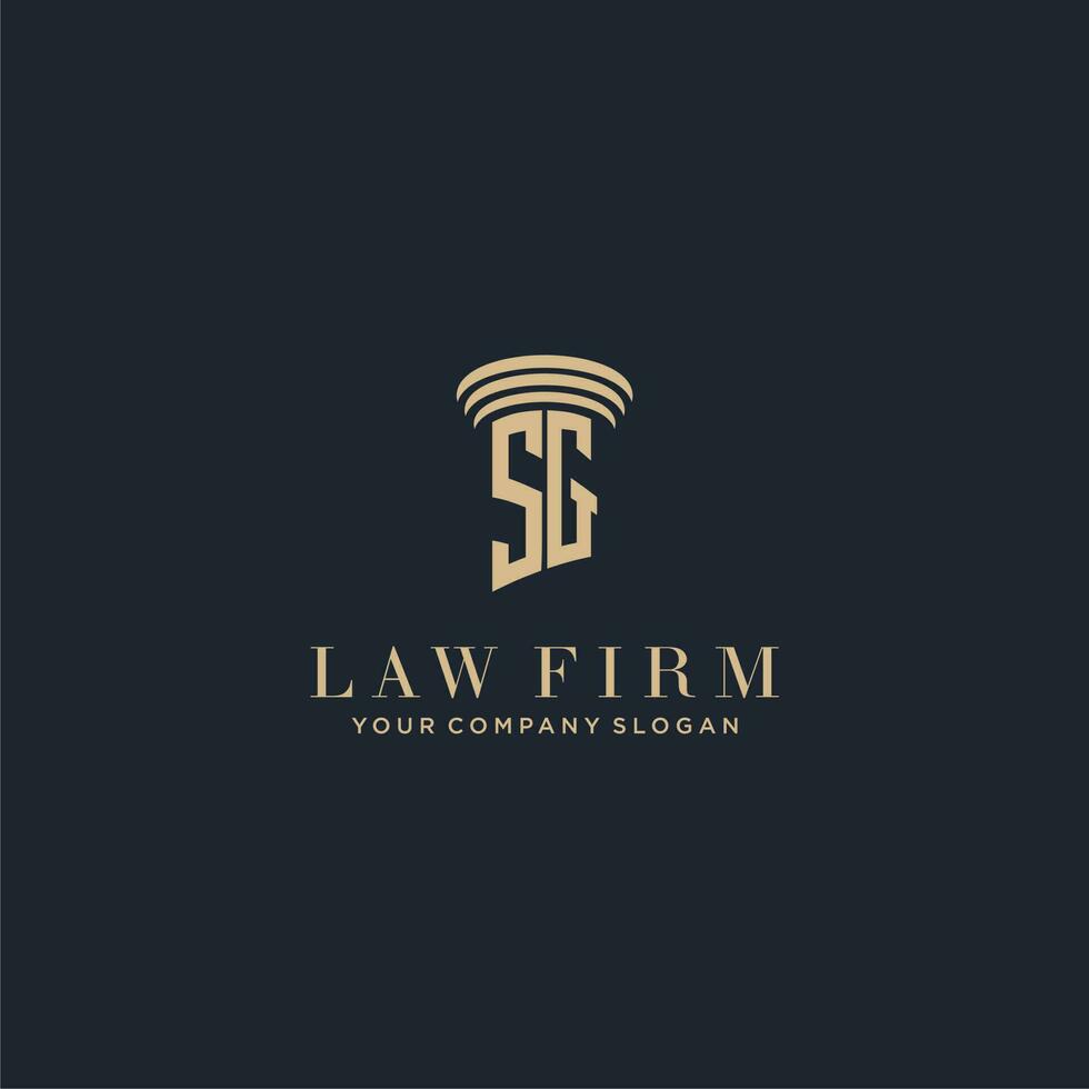 sg initiale monogramme cabinet d'avocats logo avec pilier conception vecteur