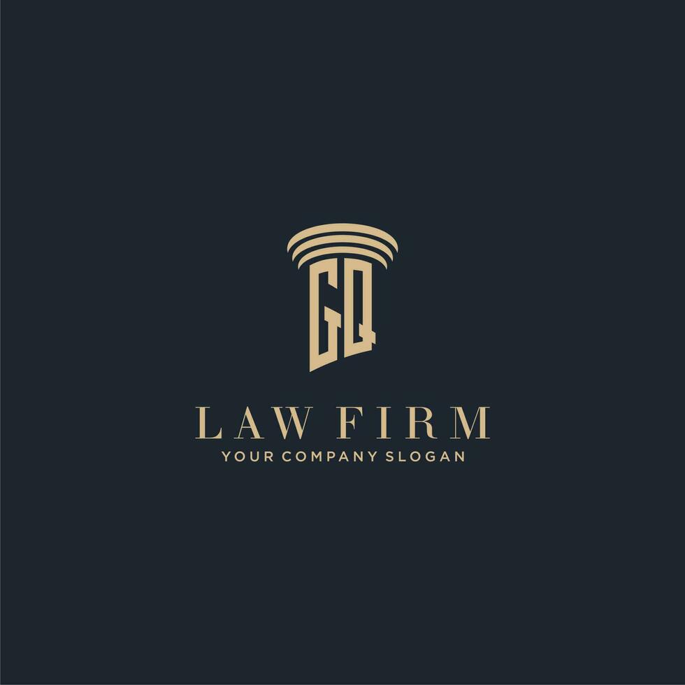 gq initiale monogramme cabinet d'avocats logo avec pilier conception vecteur