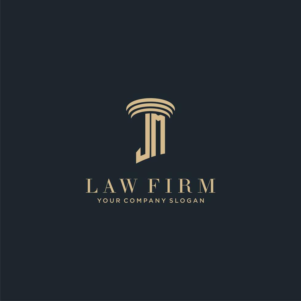 jm initiale monogramme cabinet d'avocats logo avec pilier conception vecteur