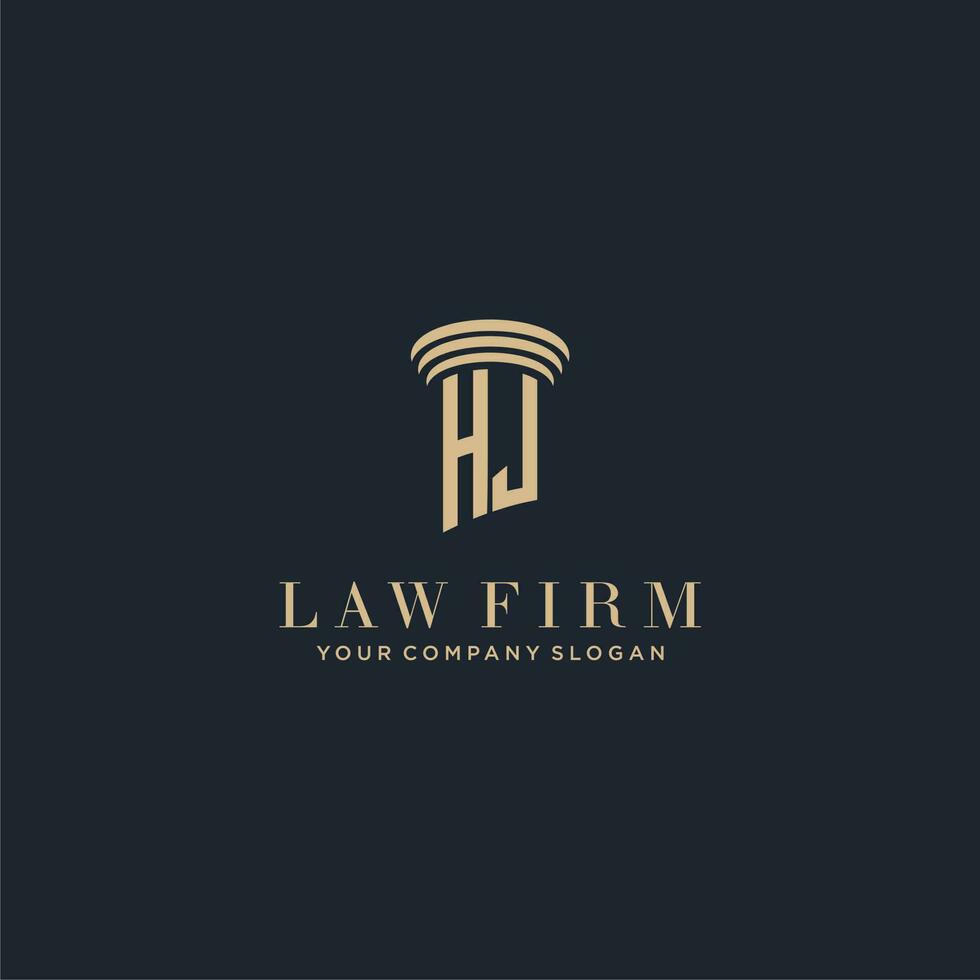 hj initiale monogramme cabinet d'avocats logo avec pilier conception vecteur