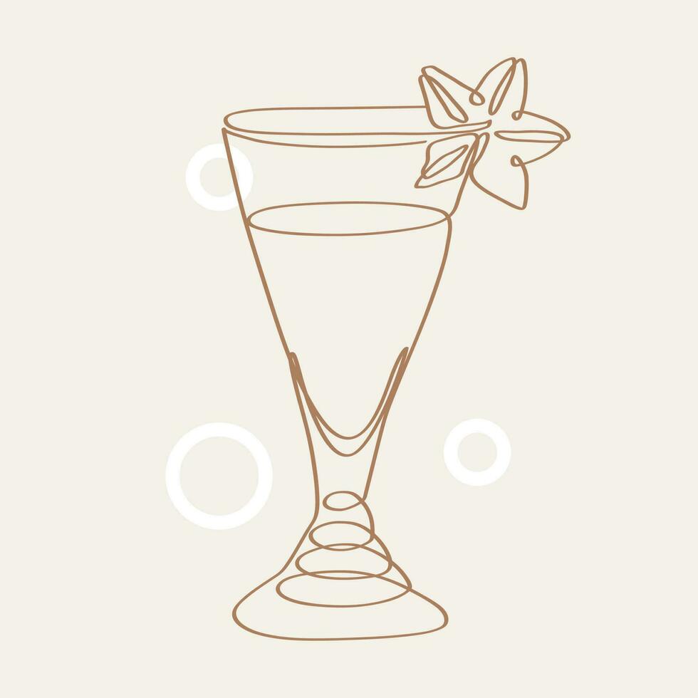 continu un ligne dessin de été cocktail boissons. bar et restaurant concept minimaliste, vecteur illustration.