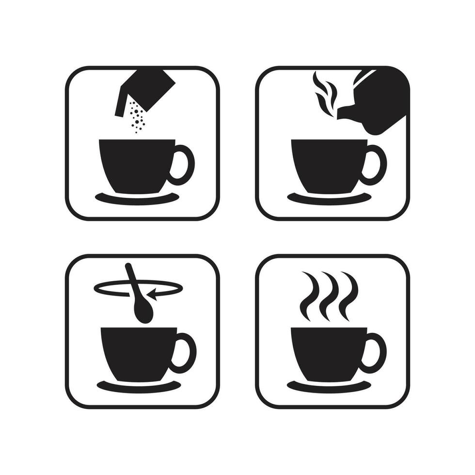 étape brassage instant poudre pour boisson tel comme collagène, instant thé, cacao, café, lait, contour conception vecteur illustration.