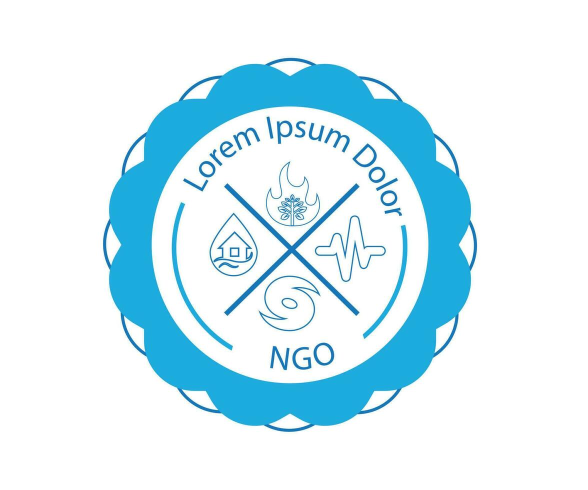 divers Naturel catastrophe la gestion icône basé logo vecteur illustration avec mannequin texte et blanc arrière-plan, pour ONG ou non gouvernemental organisation industrie.