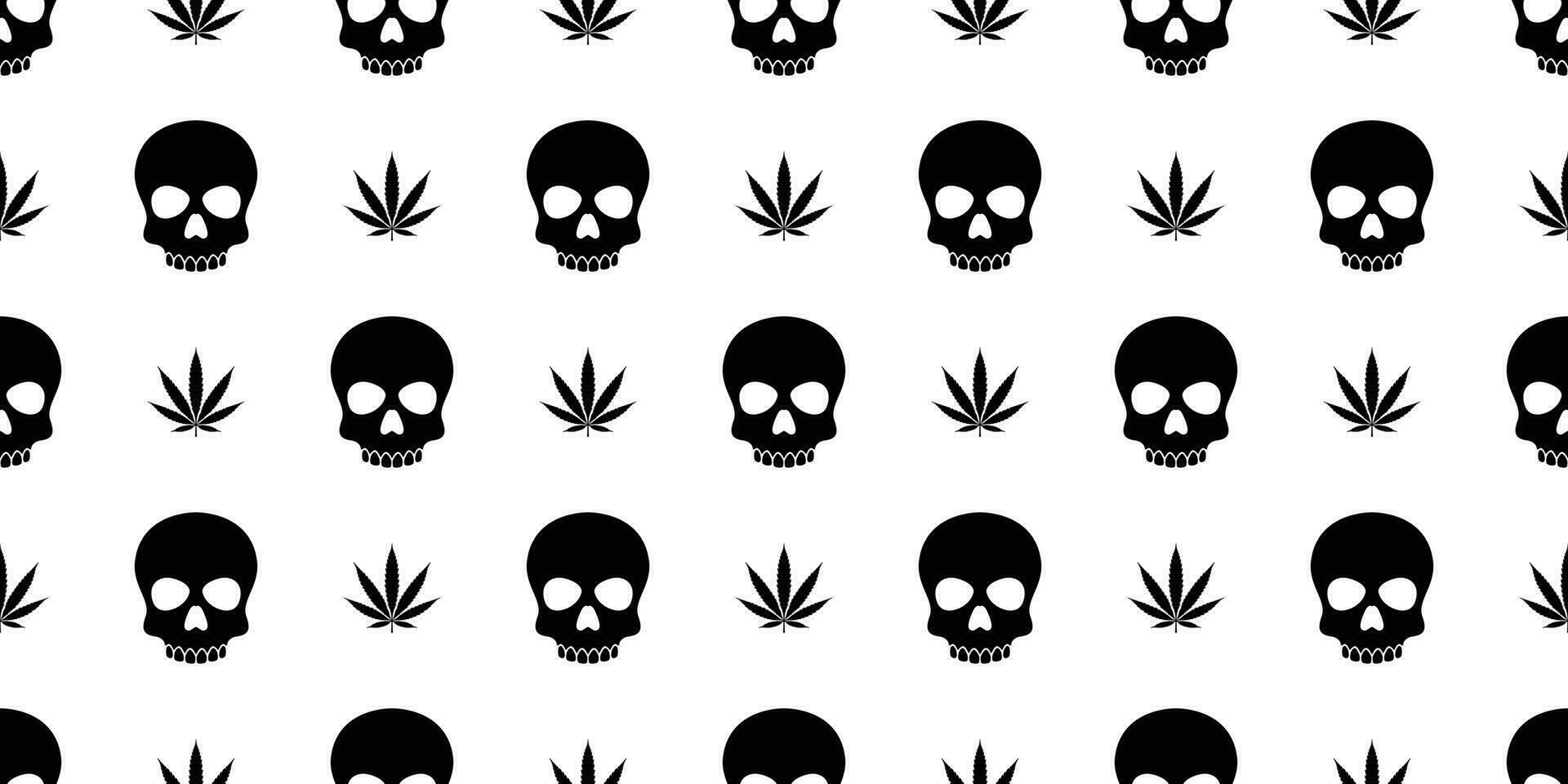 crâne os croisés sans couture modèle Halloween vecteur marijuana cannabis cannabis pirate OS fantôme poison écharpe isolé répéter fond d'écran tuile Contexte