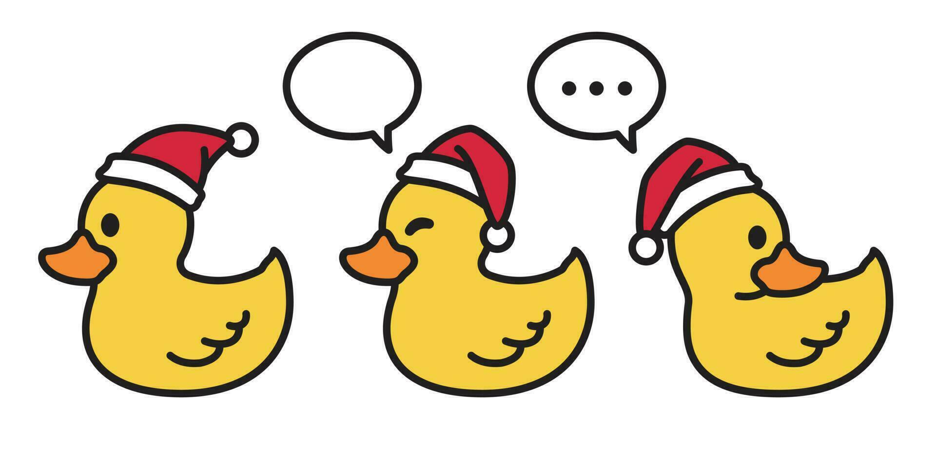 canard vecteur Noël vecteur canard vecteur Noël vecteur Père Noël claus Noël icône logo dessin animé personnage discours bulle illustration Jaune