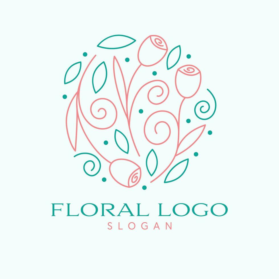 floral vecteur logo conception. tulipe fleurs et feuilles emblème. produits de beauté logo modèle.