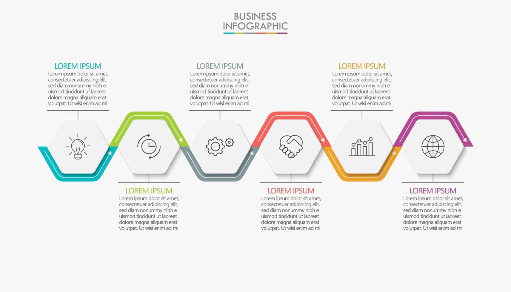 modèle de connexion infographique moderne avec 6 options vecteur