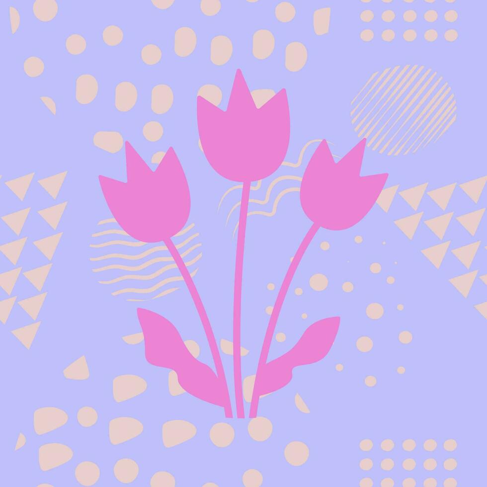 pastel sans couture modèle avec tulipes, bleu, beige et rose couleurs vecteur