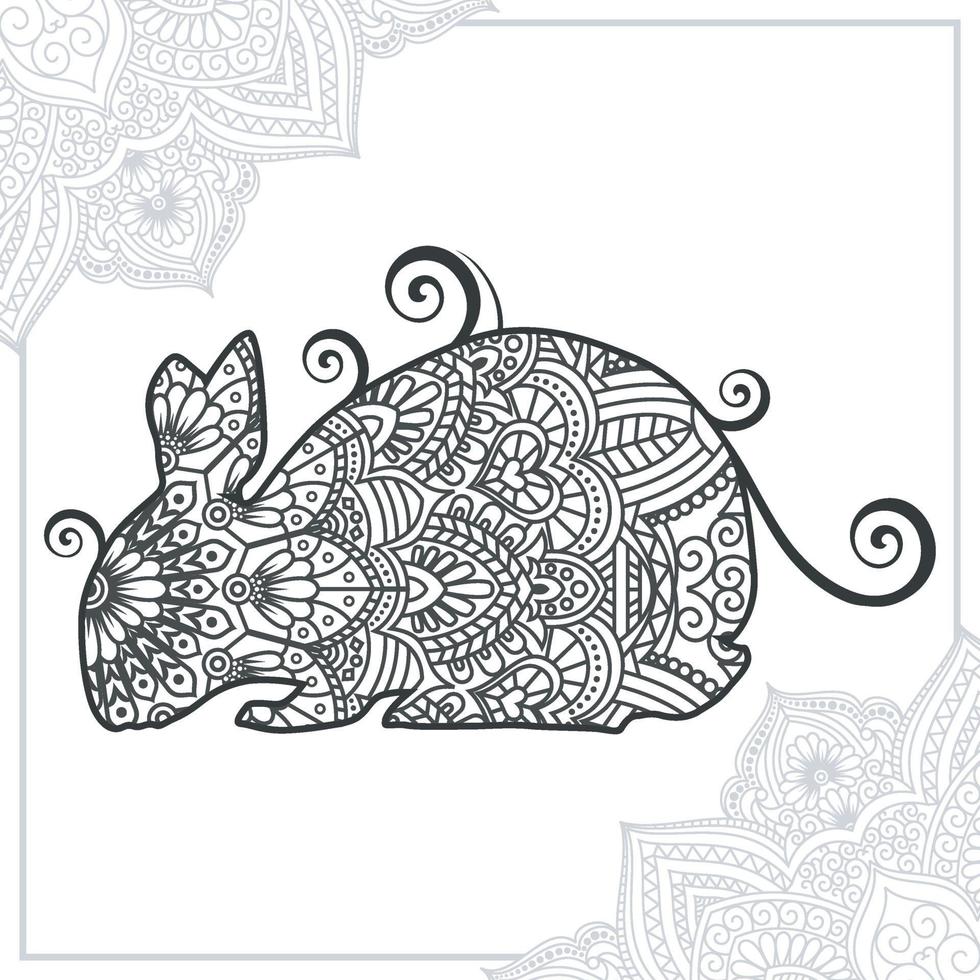 mandala de lapin. éléments décoratifs vintage. motif oriental, illustration vectorielle. vecteur