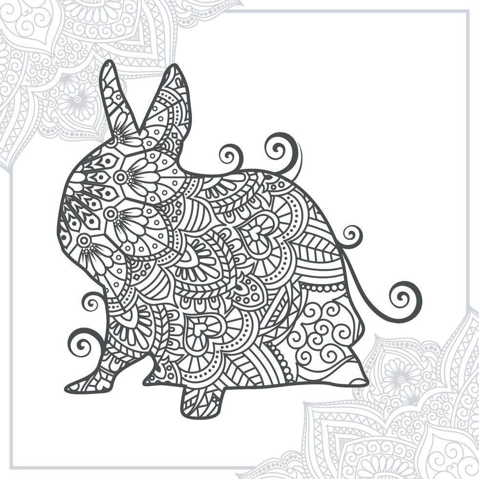 mandala de lapin. éléments décoratifs vintage. motif oriental, illustration vectorielle. vecteur