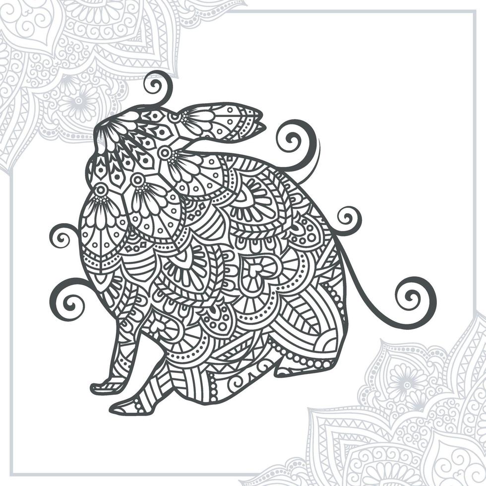 mandala de lapin. éléments décoratifs vintage. motif oriental, illustration vectorielle. vecteur