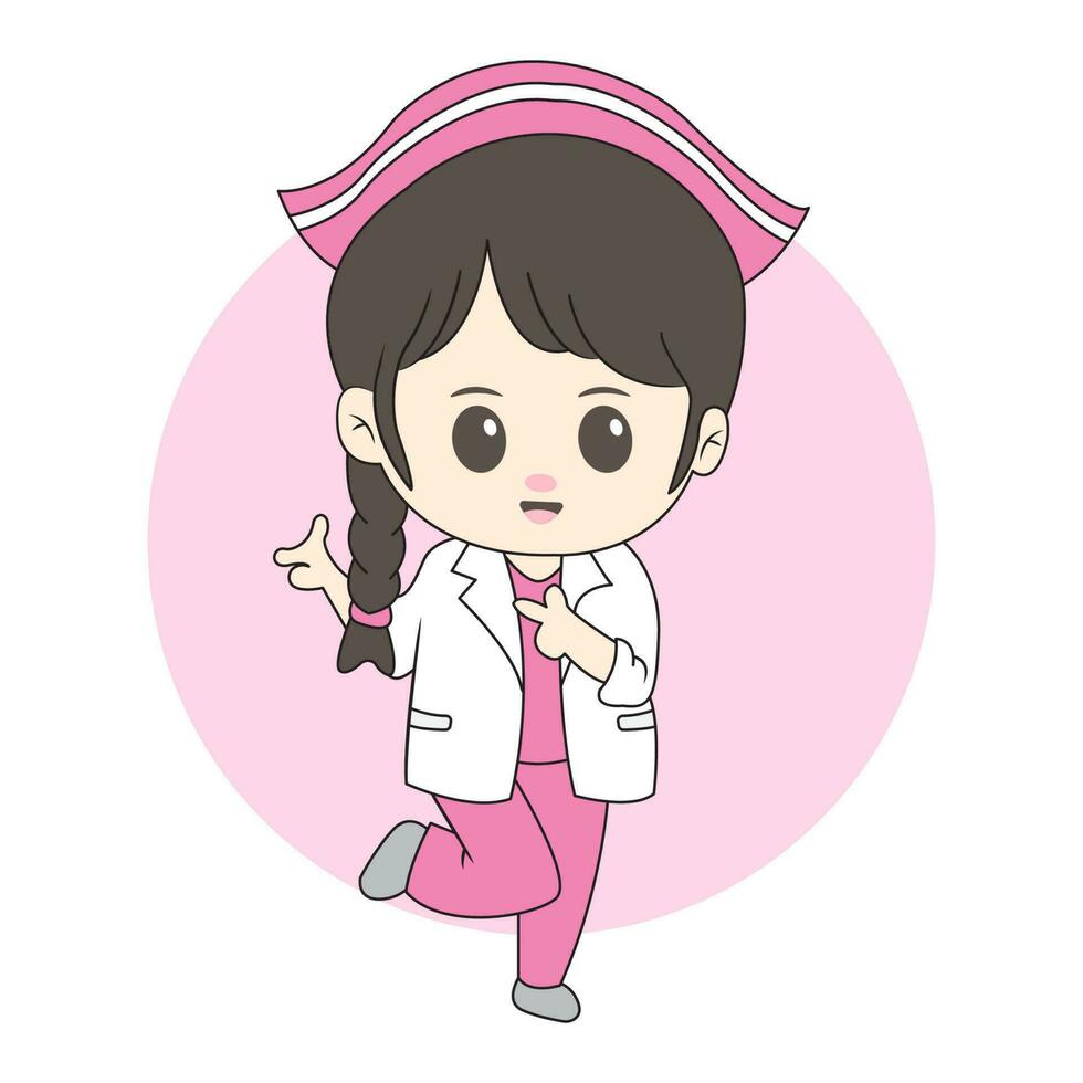 chibi fille infirmière mascotte pour logo vecteur