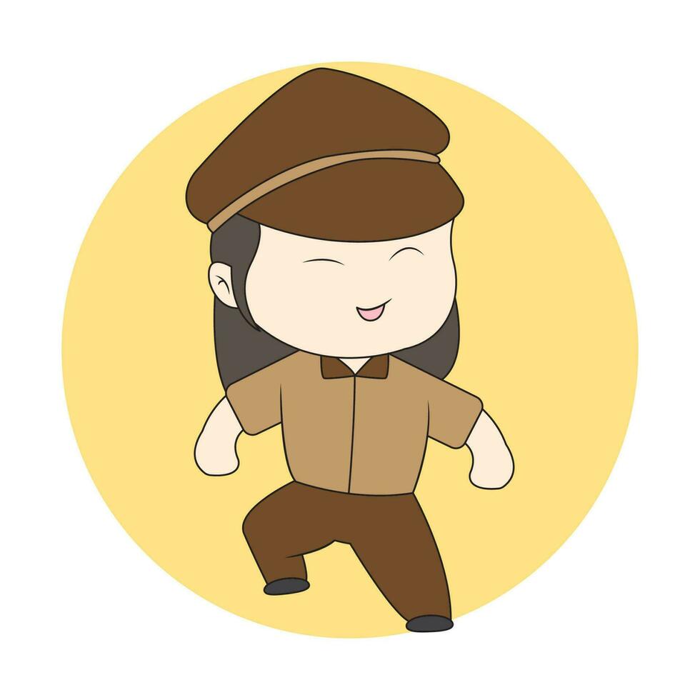 chibi fille scout pour logo vecteur