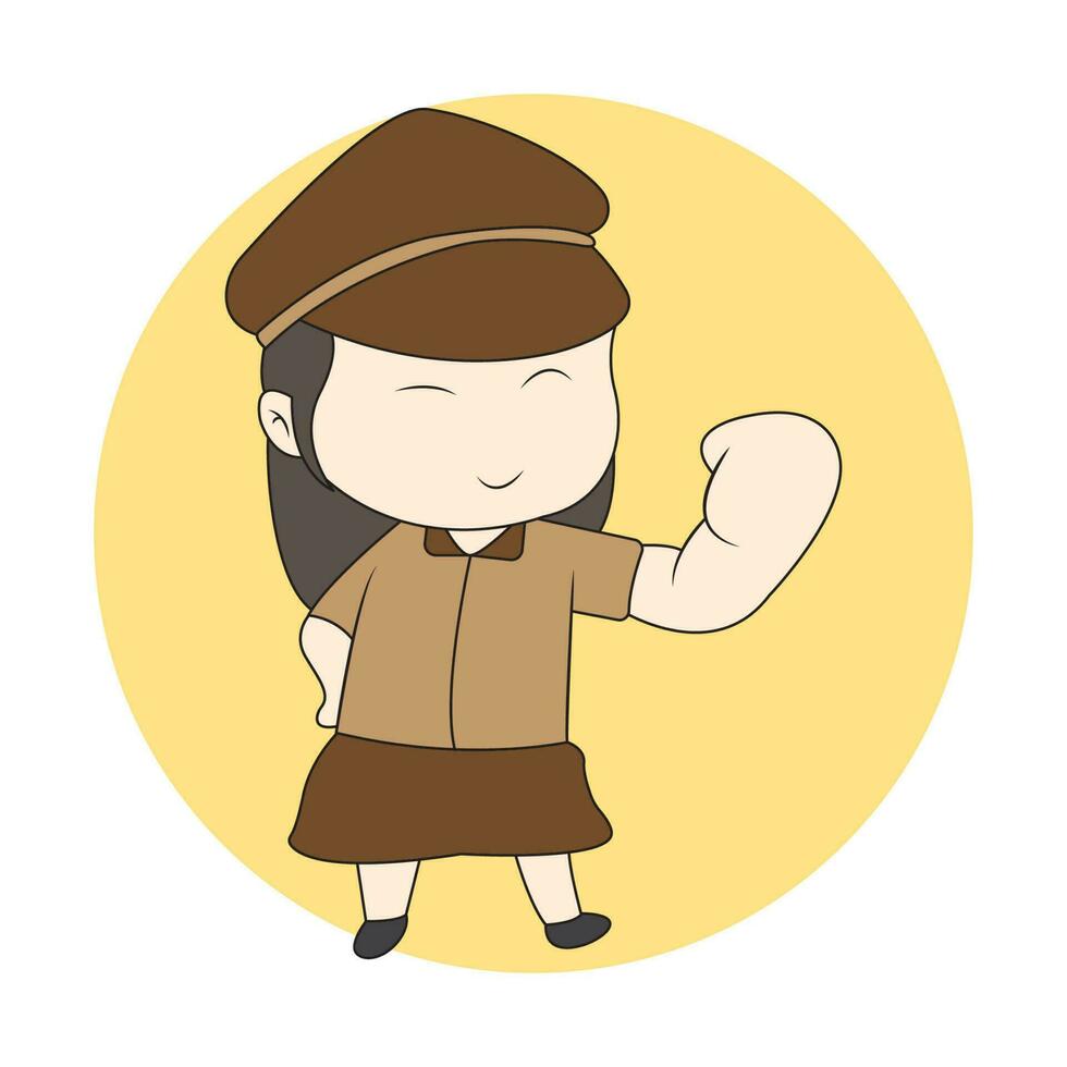 chibi fille scout pour logo vecteur