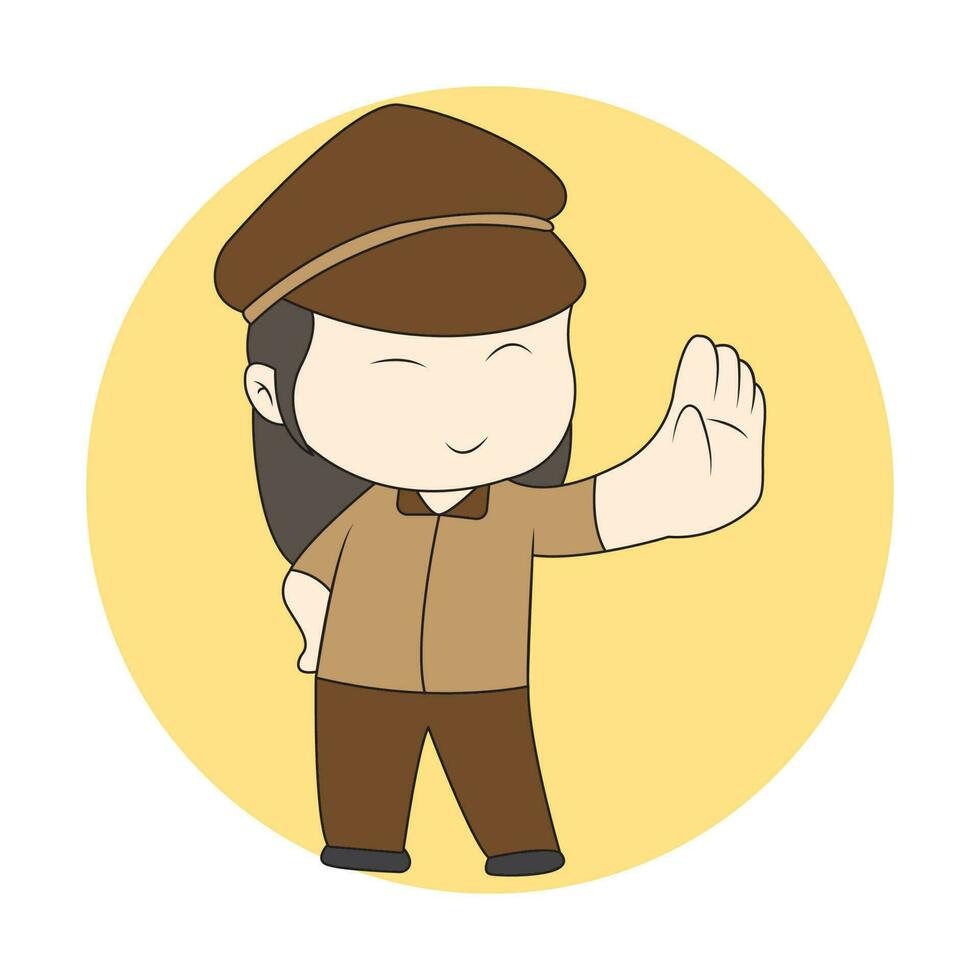 chibi fille scout pour logo vecteur