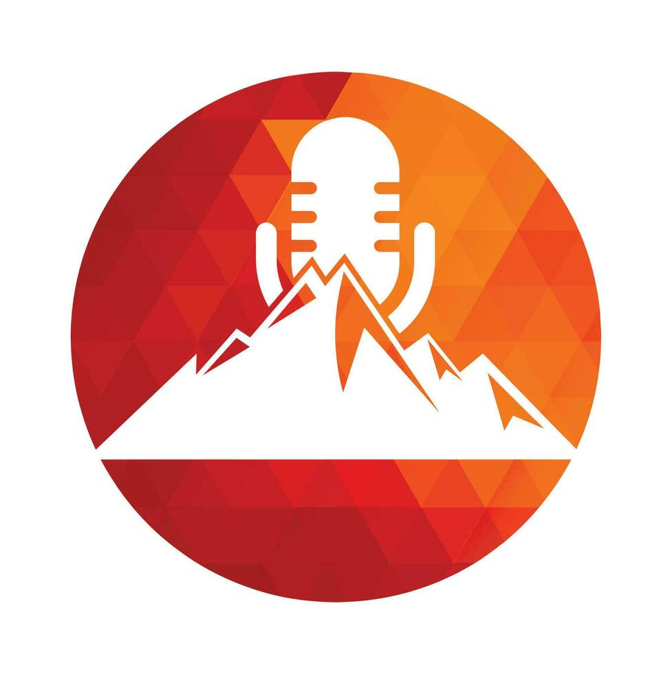 modèle de conception de logo vectoriel de montagne de podcast.