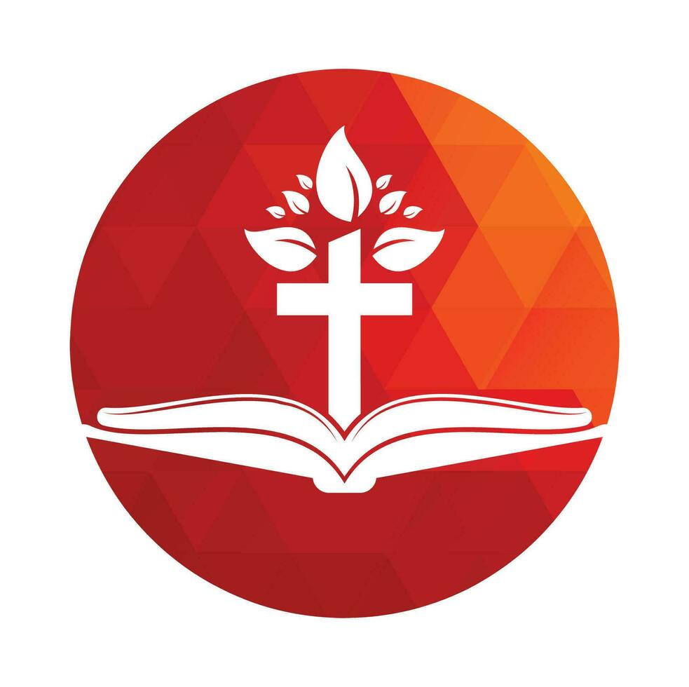 création de logo d'arbre croisé biblique. conception de modèle vectoriel de croix d'arbre d'église chrétienne.