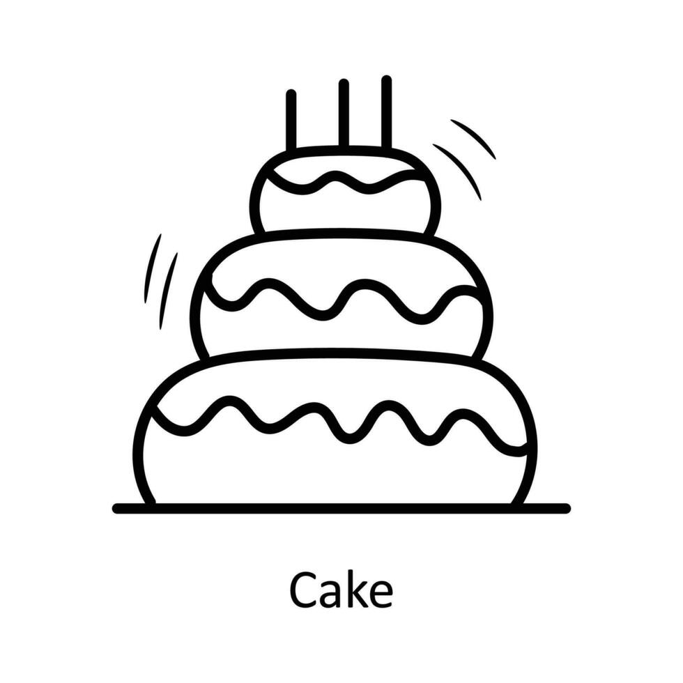 gâteau vecteur contour icône conception illustration. fête et célébrer symbole sur blanc Contexte eps dix fichier