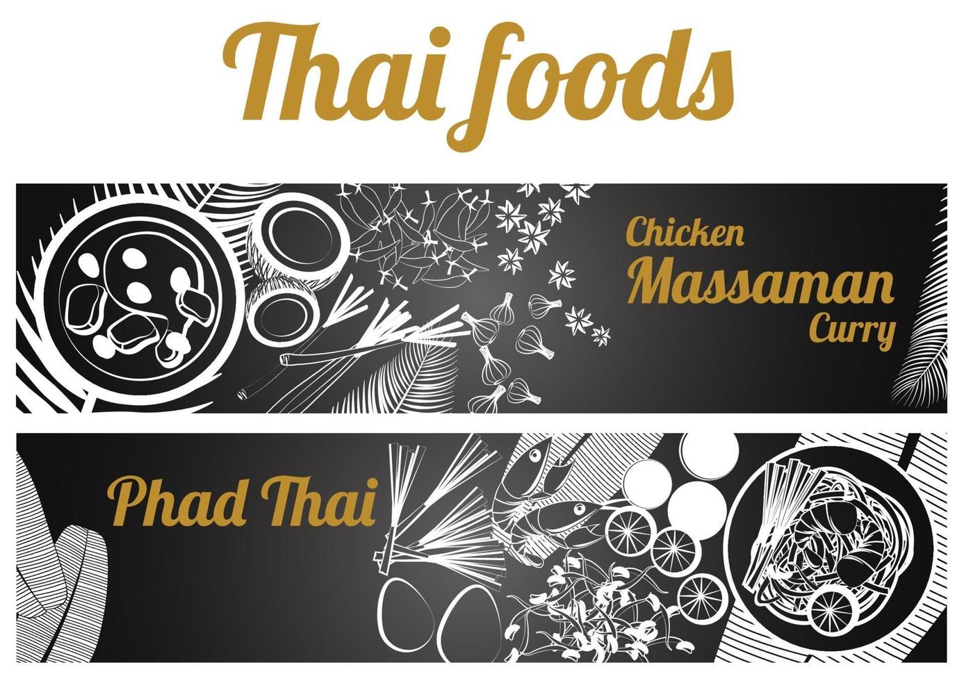 bannière d'aliments thaïlandais vecteur