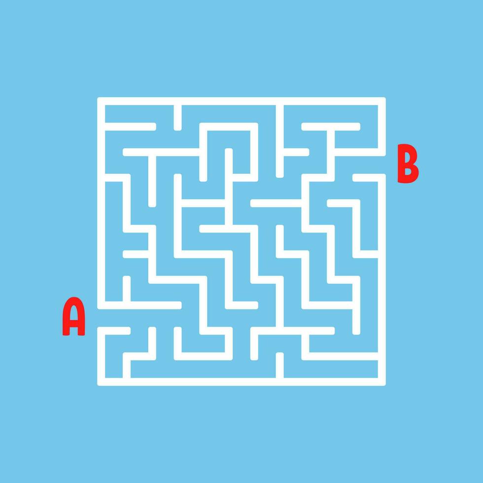 labyrinthe carré abstrait. jeu pour les enfants. casse-tête pour les enfants. énigme du labyrinthe. trouver le bon chemin. illustration vectorielle. vecteur