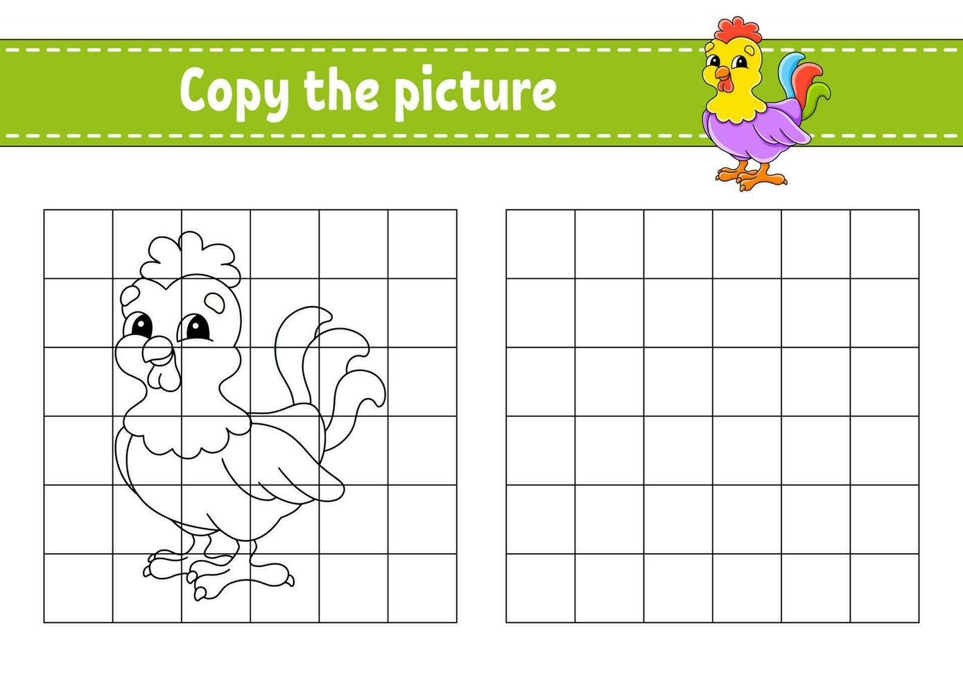 copier l'image. pages de livre de coloriage pour les enfants. feuille de travail de développement de l'éducation. jeu pour enfants. pratique de l'écriture manuscrite. personnage de dessin animé. illustration vectorielle. vecteur